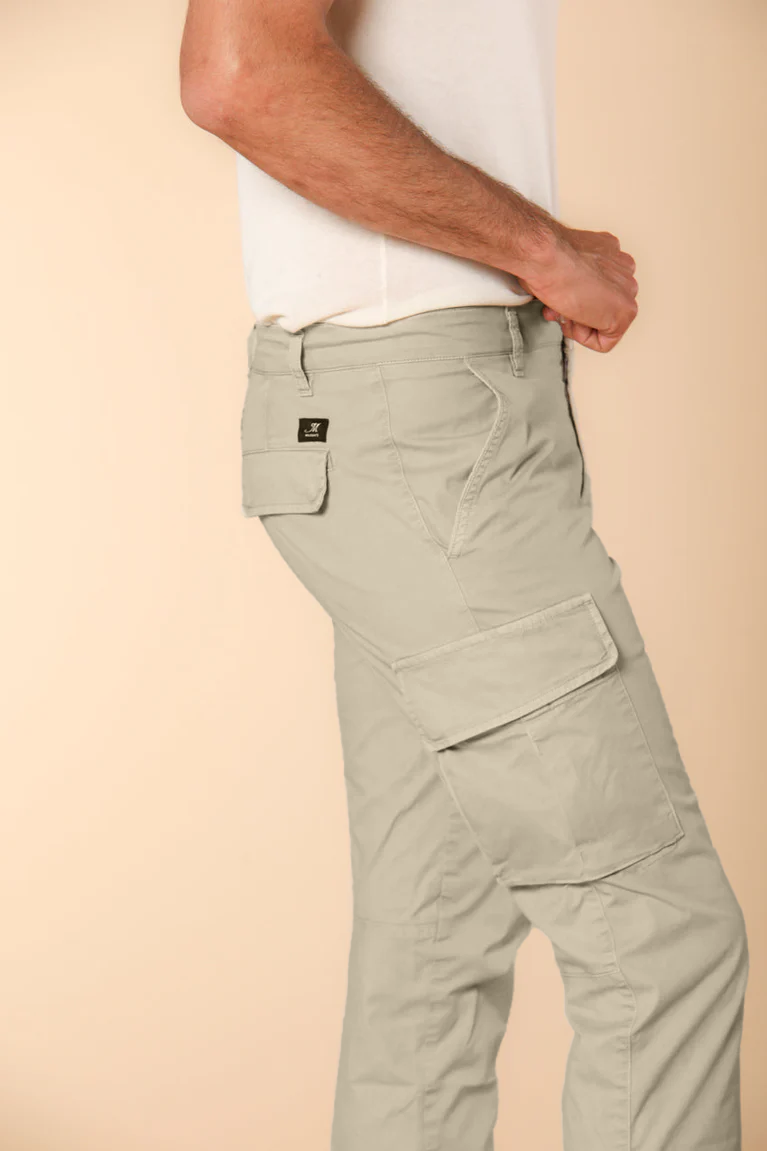 Chile Men's cargo pants in lightweight pima cotton twill special washing  Extra-Slim Fit