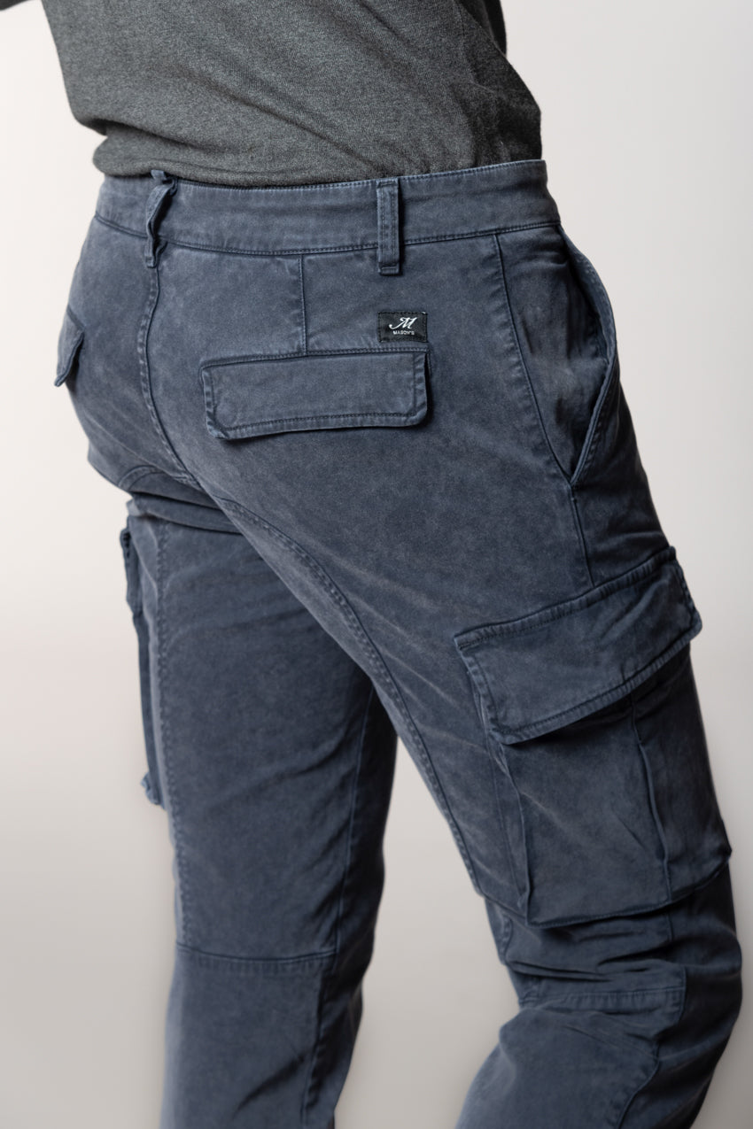 Chile men's cargo trousers in gabardine with special washing extra slim fit