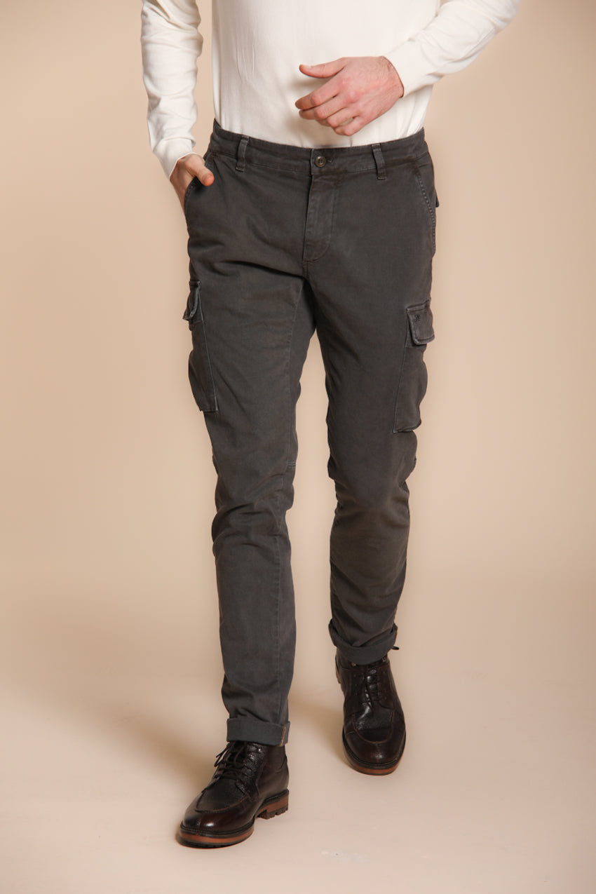 Foto 1 Chile pantalone cargo uomo in gabardina con special washing extra slim fit