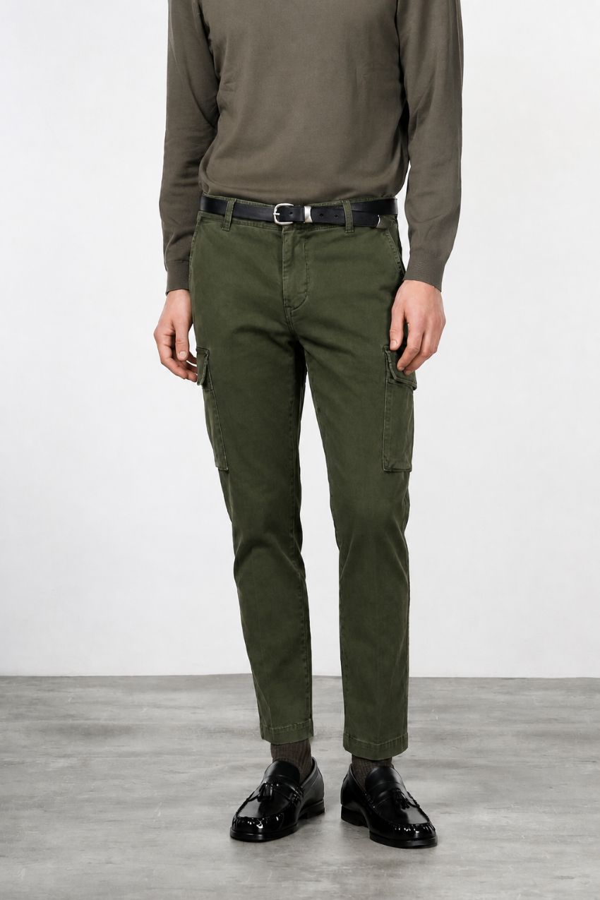 Chile men’s cargo pants in stretch gabardine extra slim fit ①
