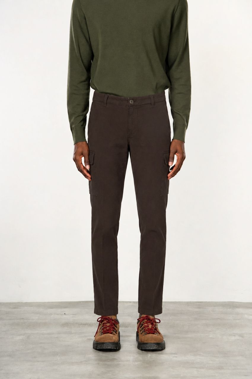 Chile pantalón cargo de hombre en gabardina stretch extra slim fit ①