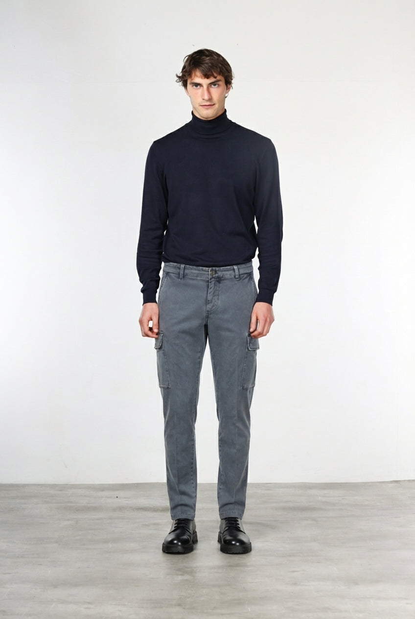 Chile men's cargo pants in stretch gabardine, extra slim fit ①