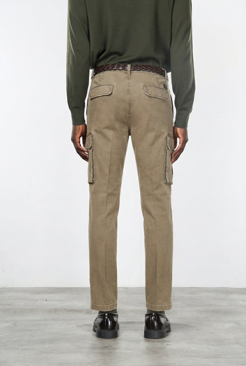 Chile pantalone cargo uomo in gabardina stretch extra slim fit ①