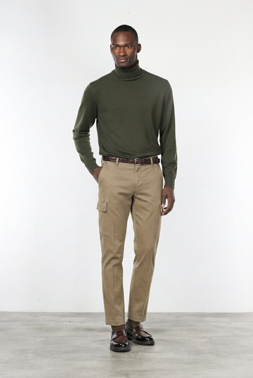 Chile pantalone cargo uomo in gabardina stretch extra slim fit ①