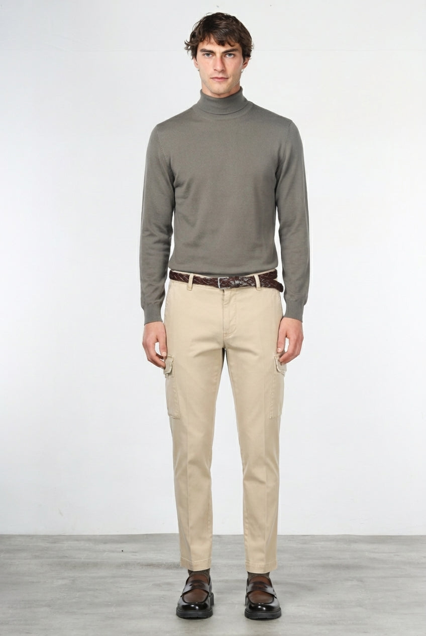 Chile pantalone cargo uomo in gabardina stretch extra slim fit ①