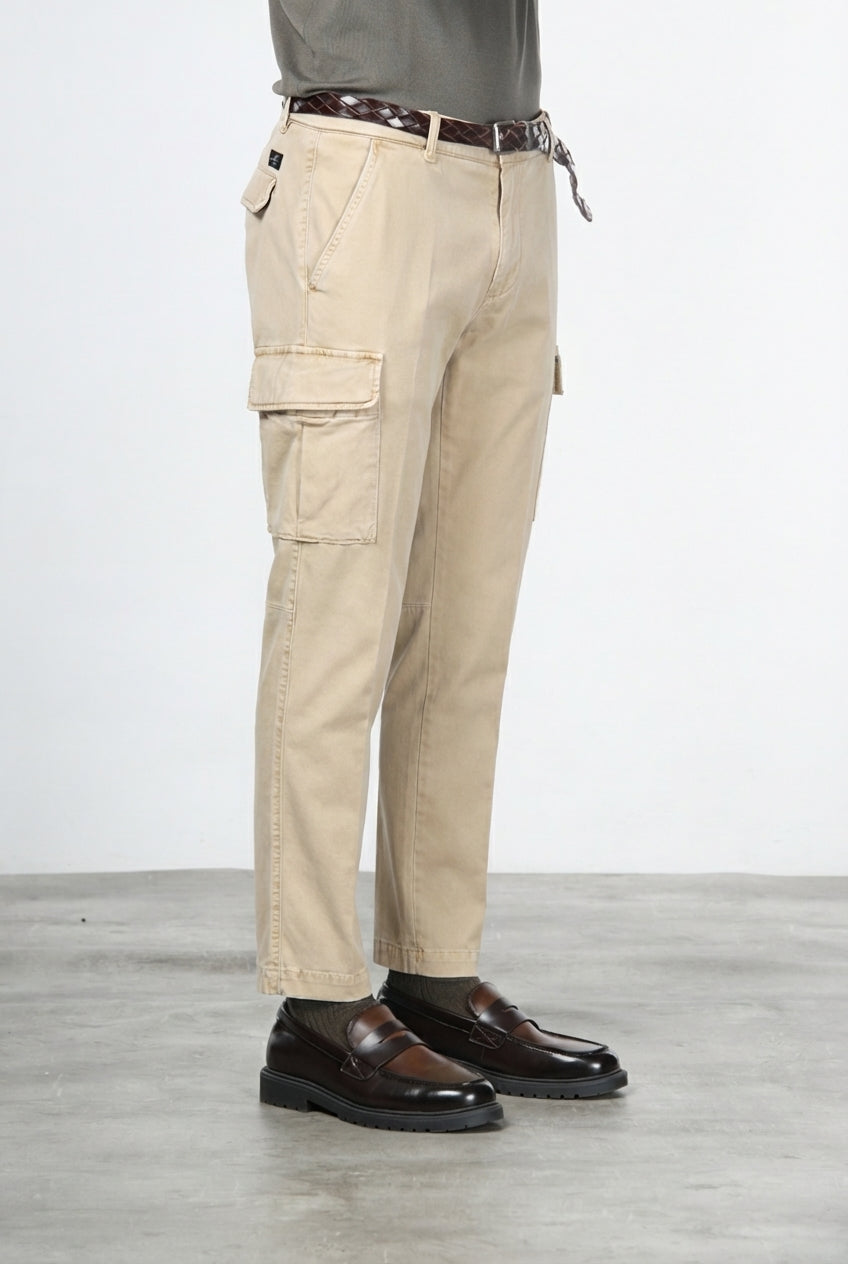Chile pantalone cargo uomo in gabardina stretch extra slim fit ①