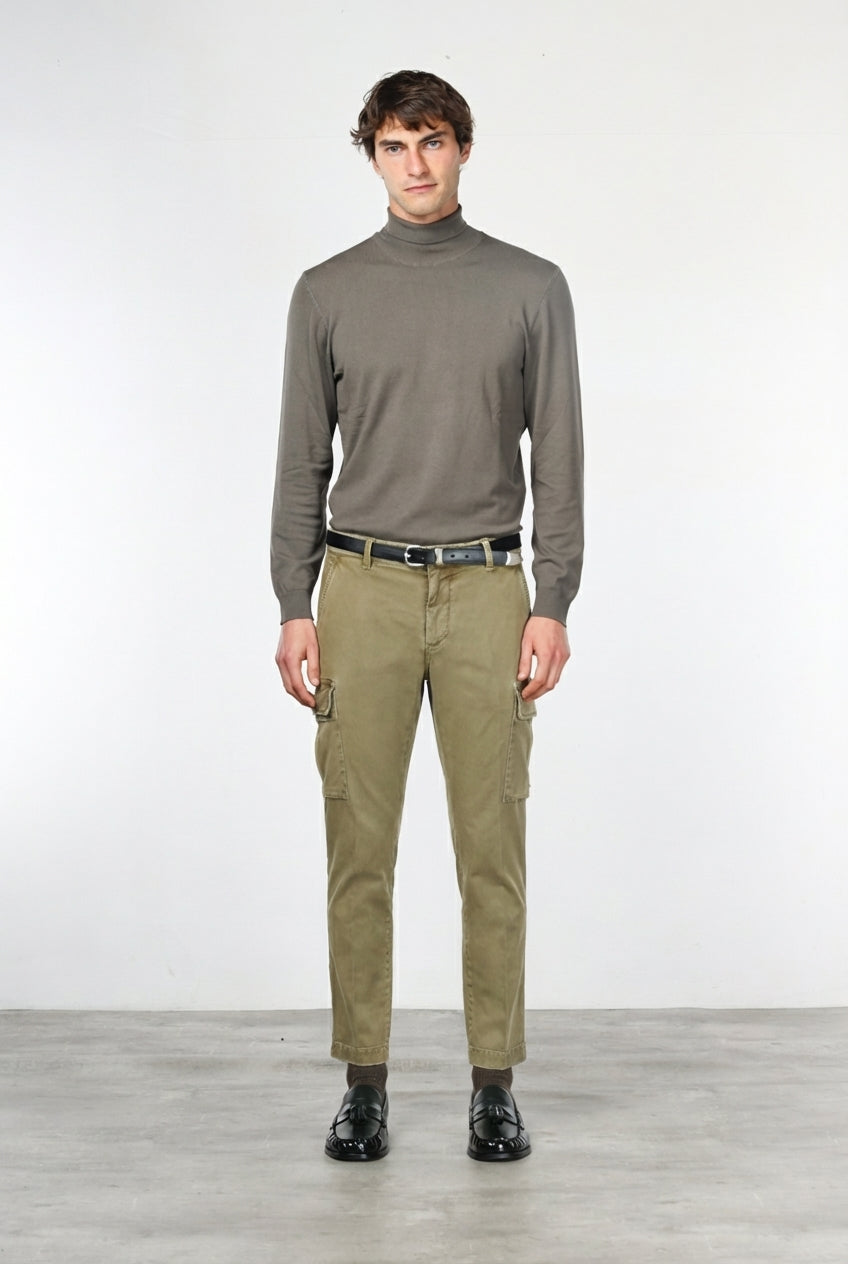 Chile pantalone cargo uomo in gabardina stretch extra slim fit ①