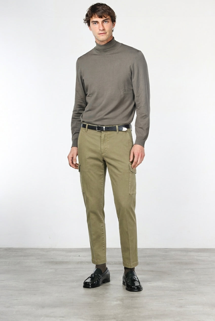 Chile pantalone cargo uomo in gabardina stretch extra slim fit ①