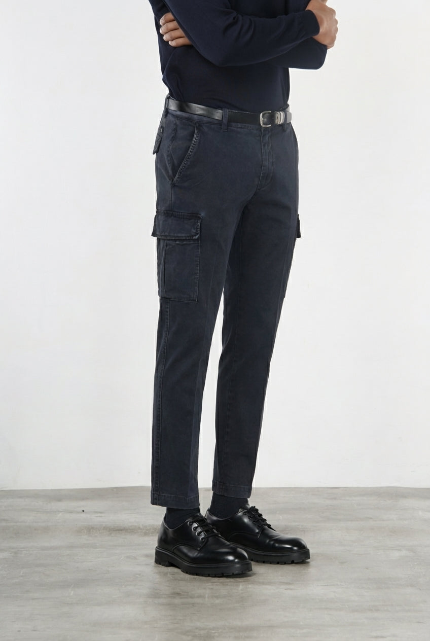 Chile pantalone cargo uomo in gabardina stretch extra slim fit ①