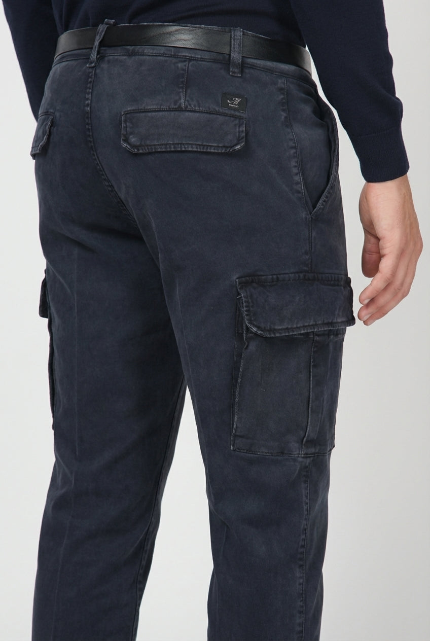 Chile pantalone cargo uomo in gabardina stretch extra slim fit ①