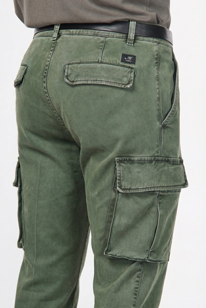 Chile pantalone cargo uomo in gabardina stretch extra slim fit ①