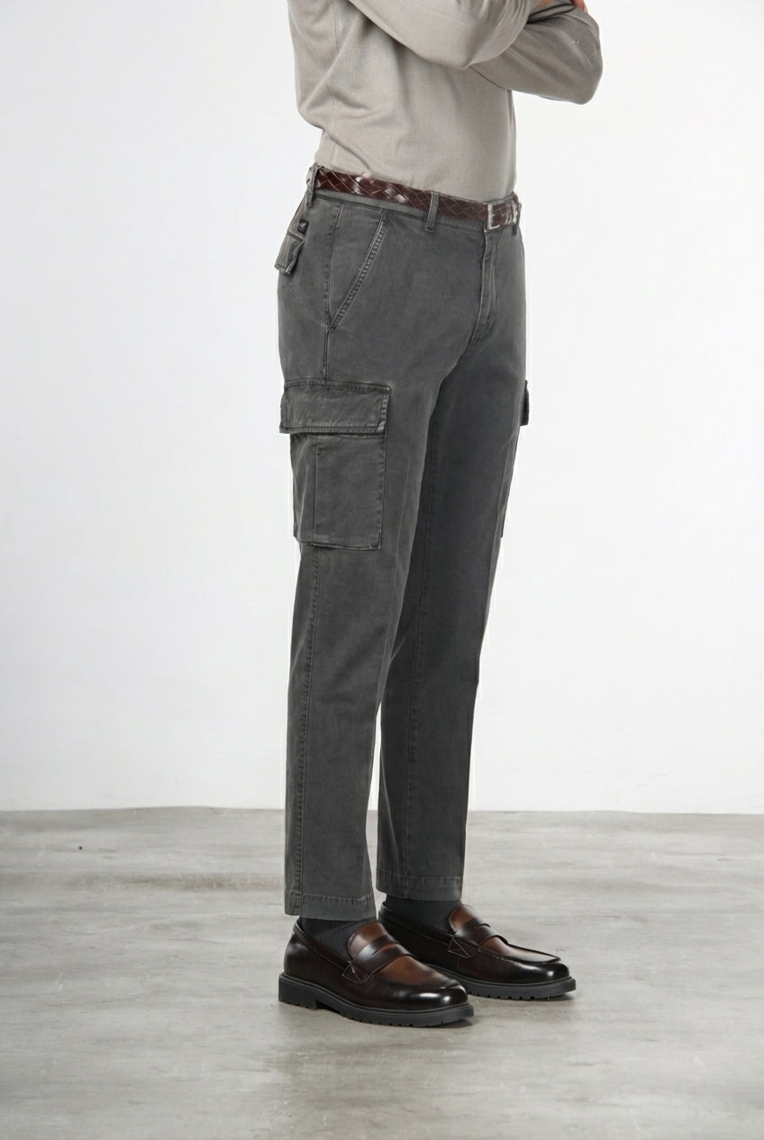 Chile pantalone cargo uomo in gabardina stretch extra slim fit ①