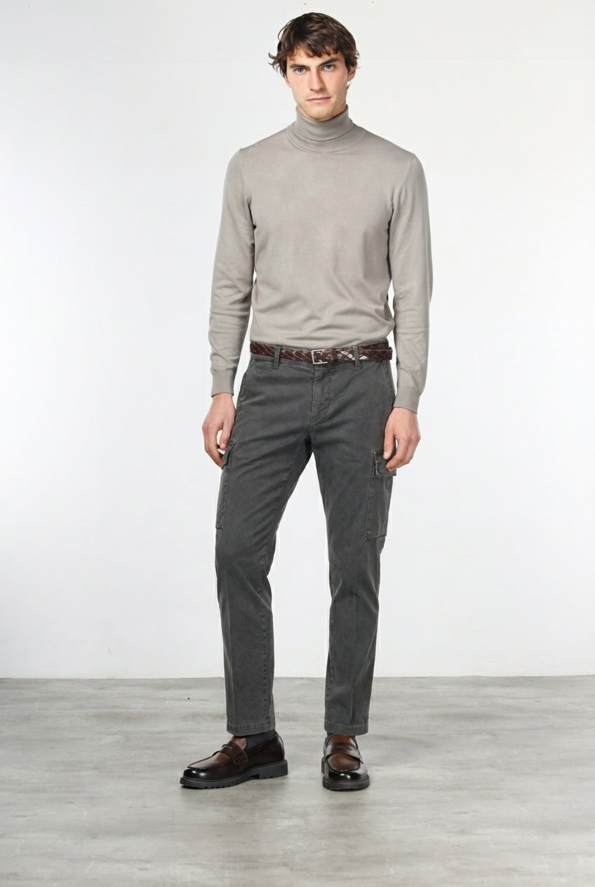 Chile pantalone cargo uomo in gabardina stretch extra slim fit ①