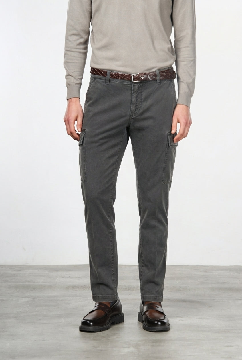 Chile pantalone cargo uomo in gabardina stretch extra slim fit ①