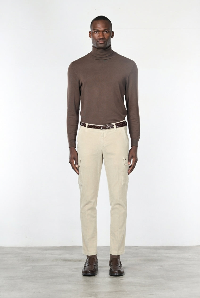 Chile pantalone cargo uomo in velluto 500 righe extra slim fit ①