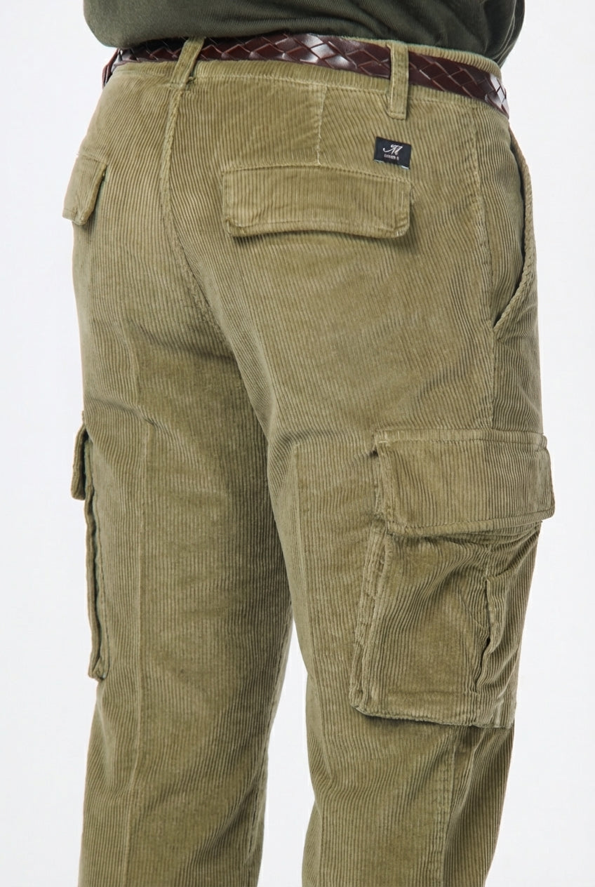 Chile pantalone cargo uomo in velluto 500 righe extra slim fit ①