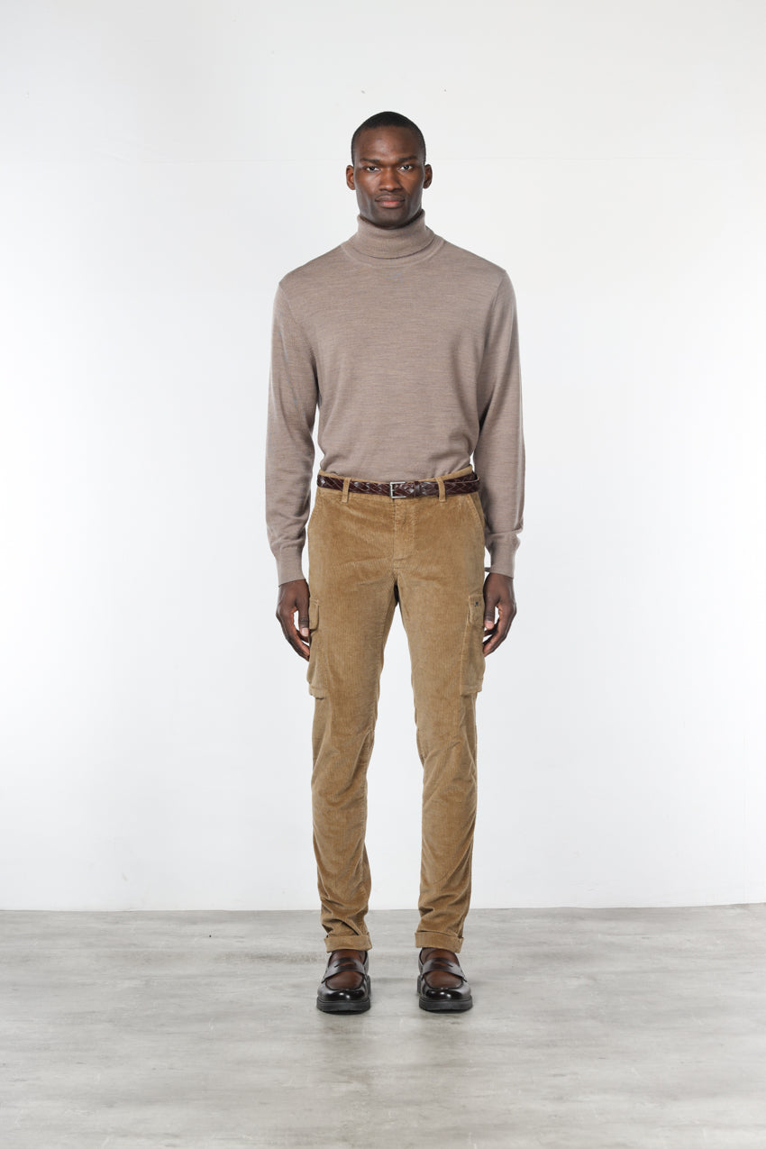 Chile pantalone cargo uomo in velluto 500 righe extra slim fit ①