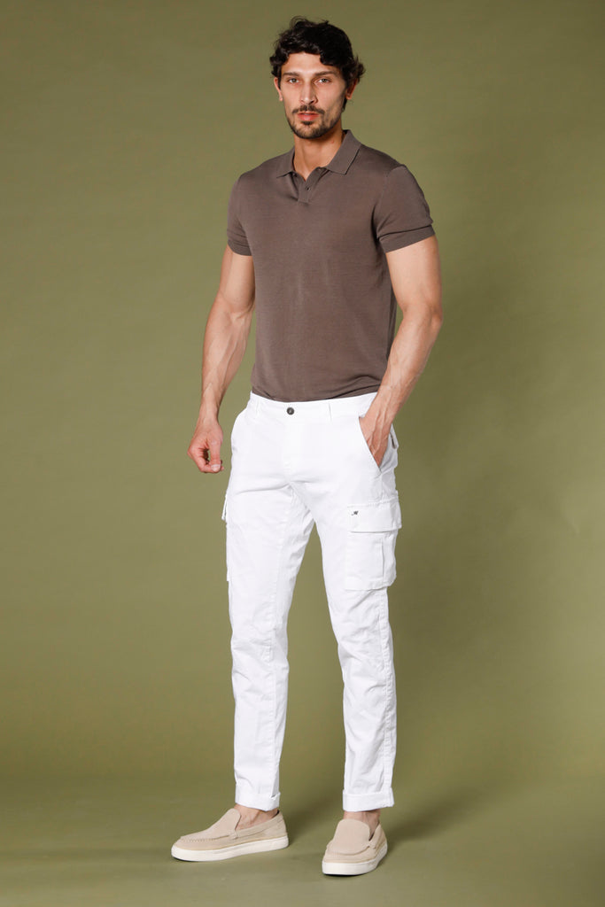 immagine 3 di pantalone cargo uomo in cotone modello Chile colore bianco extra slim di Mason's