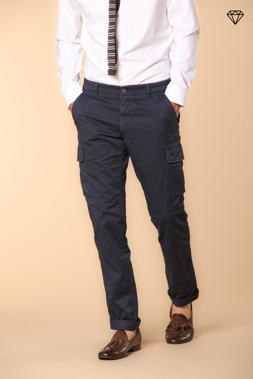 Chile Men's cargo pants in stretch satin Extra Slim Fit ①