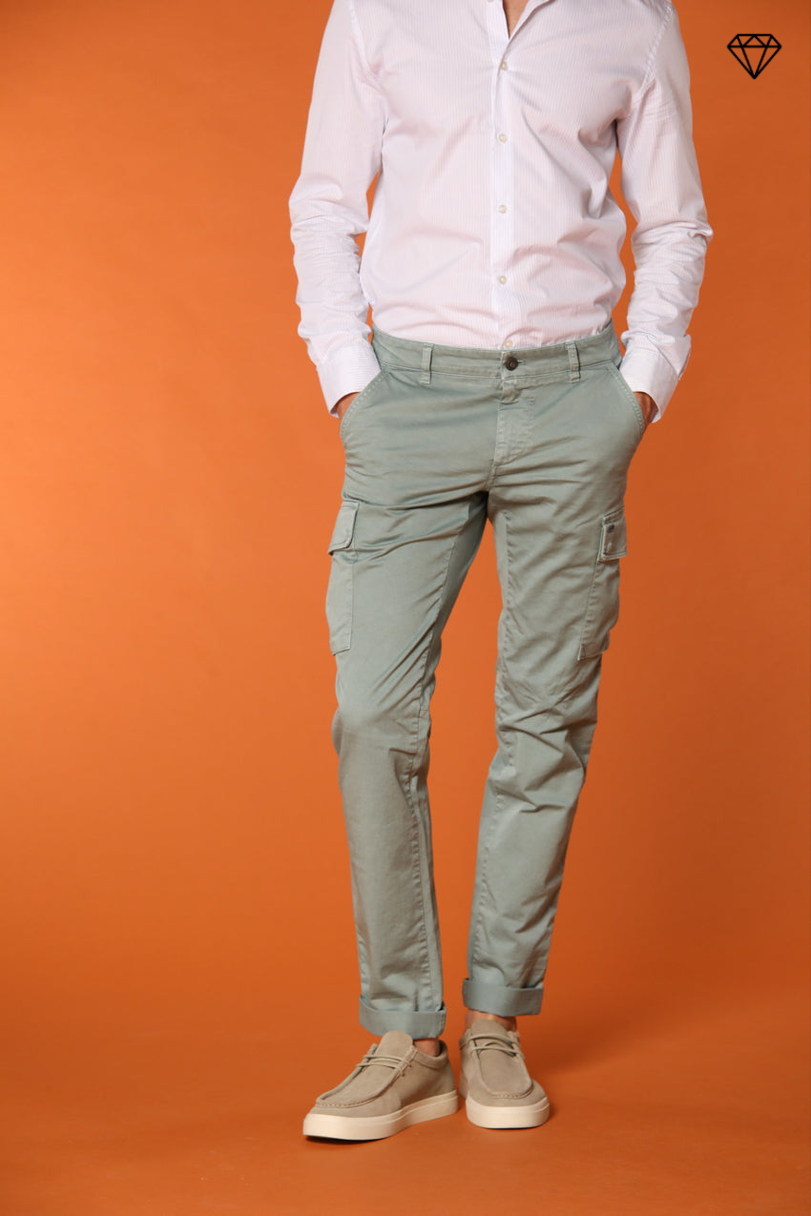 Chile Men's cargo pants in stretch satin Extra Slim Fit ①