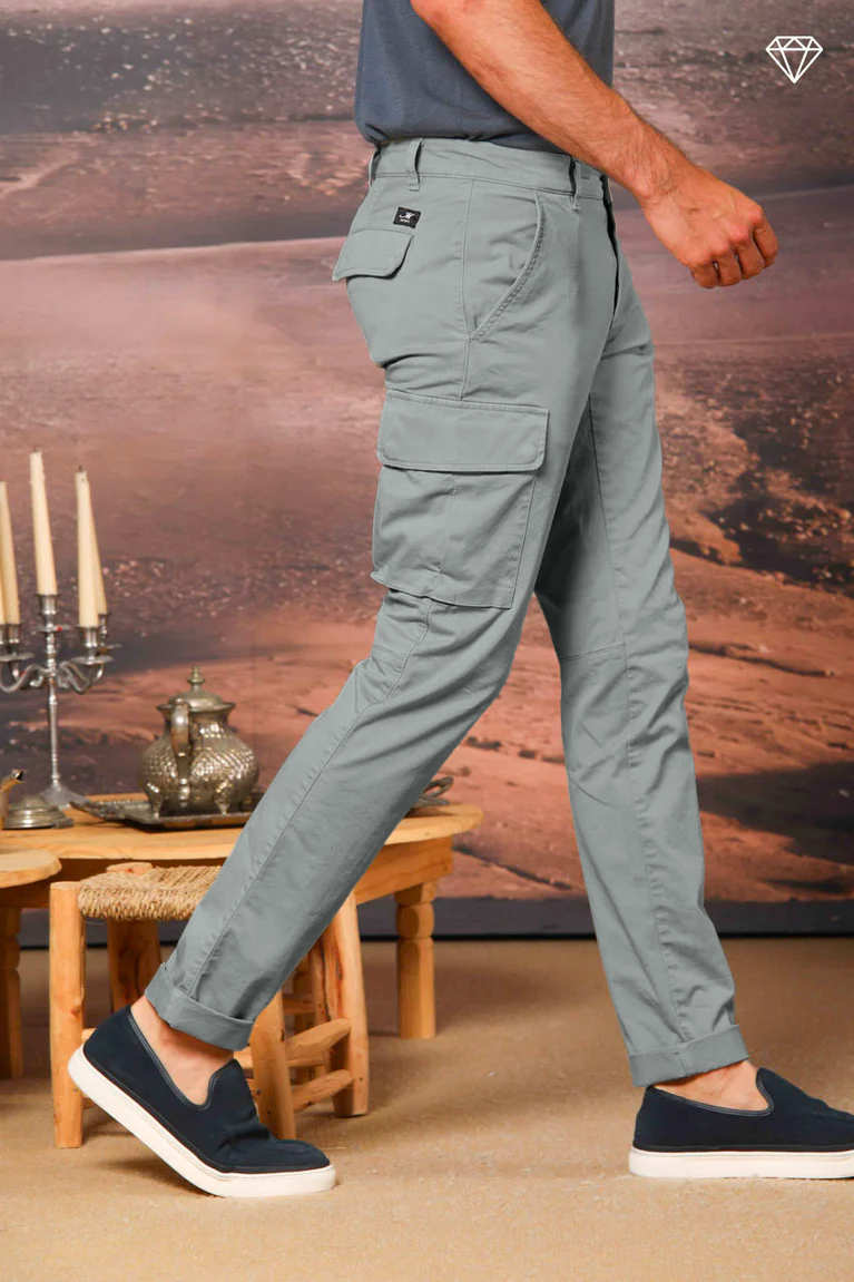 Chile Men's cargo pants in stretch satin Extra Slim Fit ①