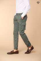 Chile Men's cargo pants in stretch satin Extra Slim Fit ①