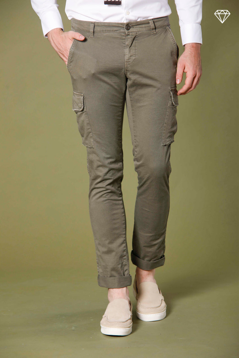 Chile Men's cargo pants in stretch satin Extra Slim Fit ①