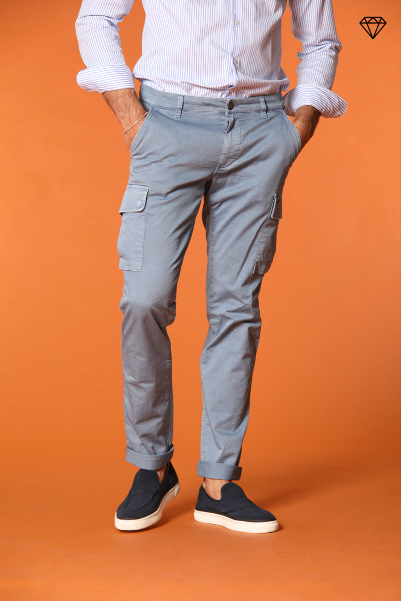 Chile Men's cargo pants in stretch satin Extra Slim Fit ①