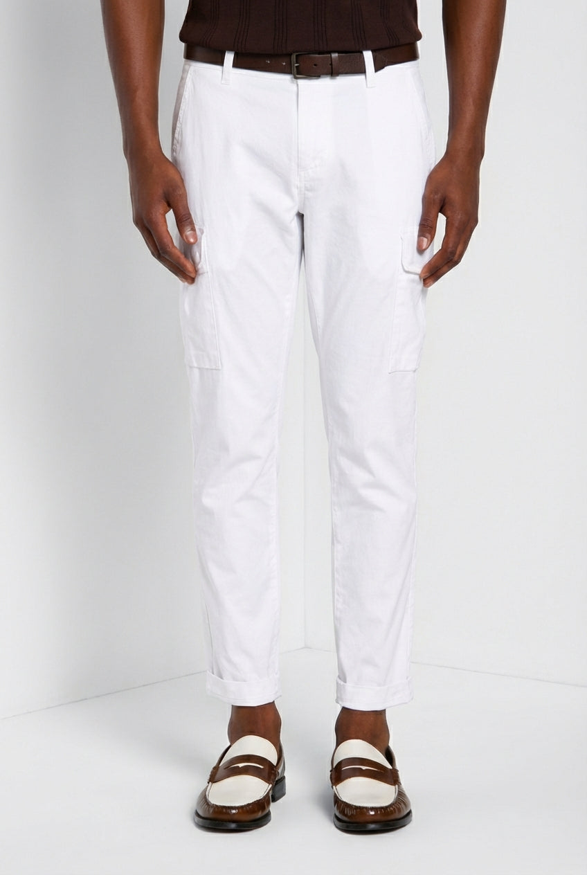 Chile pantalon cargo homme en satin stretch extra slim fit ①