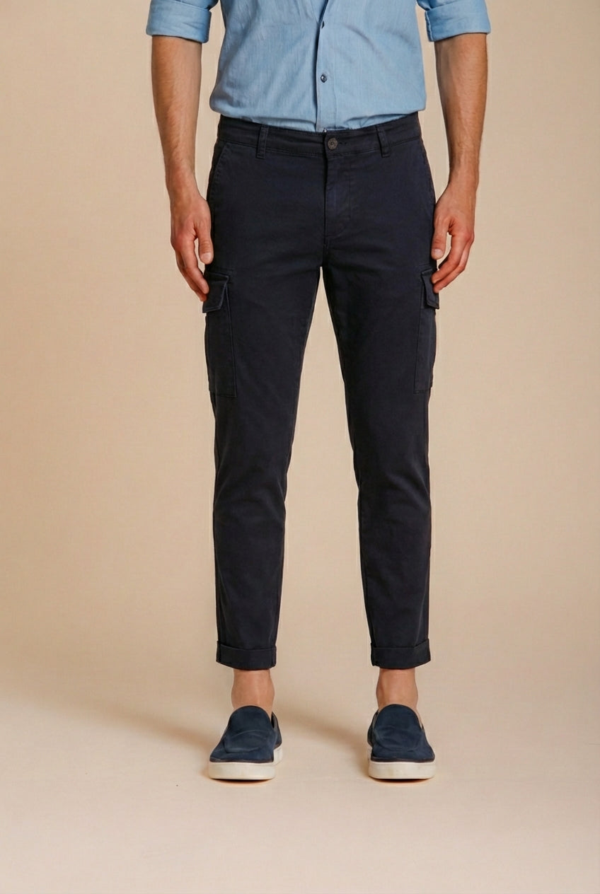 Chile men's cargo pants in stretch satin extra slim fit ①
