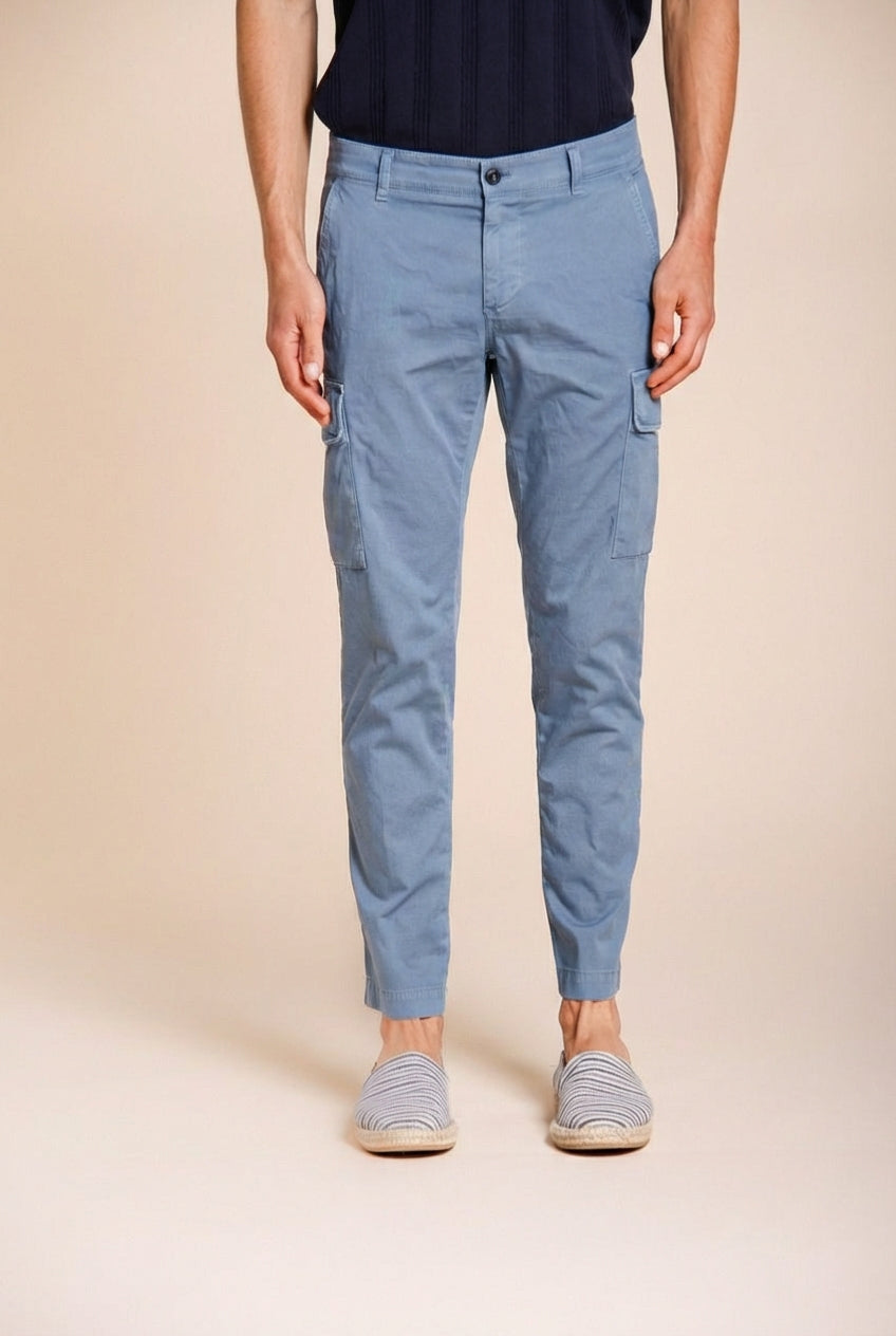 Chile pantalon cargo homme en satin stretch extra slim fit ①