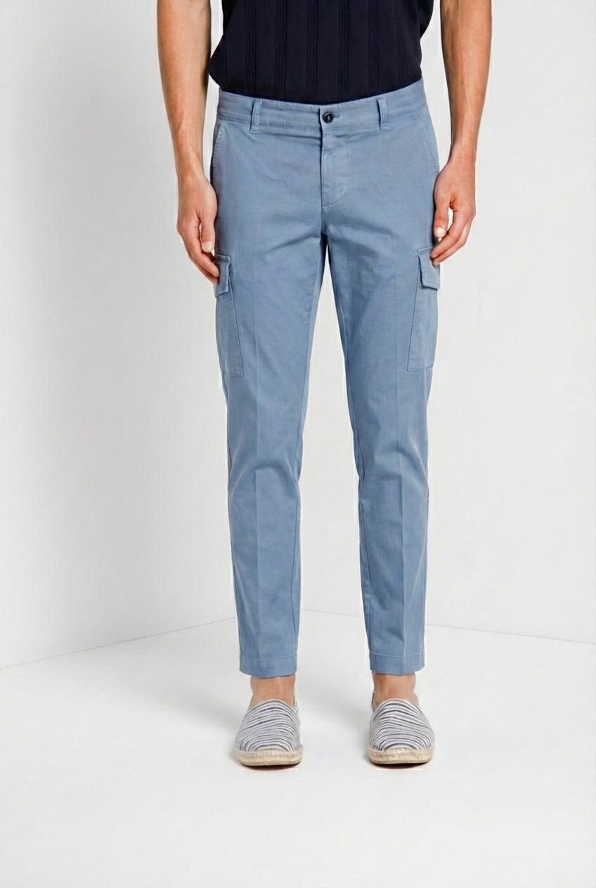 Chile pantalon cargo homme en satin stretch extra slim fit ①