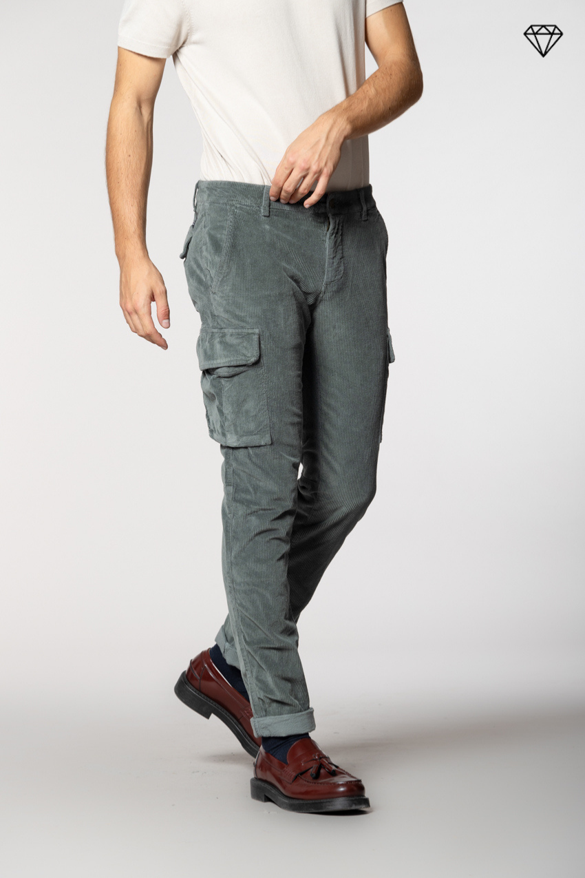 Chile pantalon cargo homme en velours 500 raies extra slim fit ①