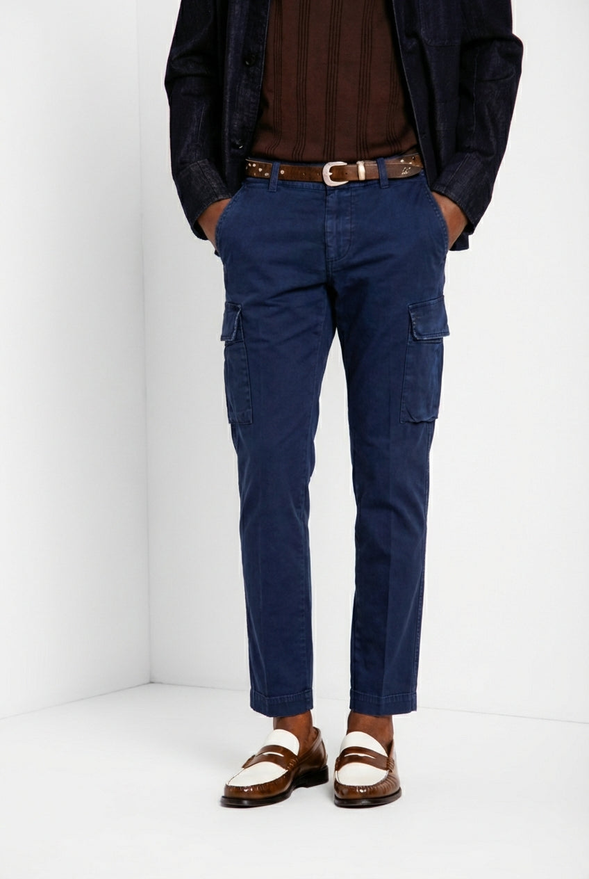 Chile pantalone cargo uomo in raso stretch extra slim fit ①