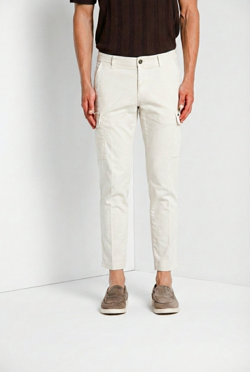 Chile pantalon cargo homme en satin stretch extra slim fit ①