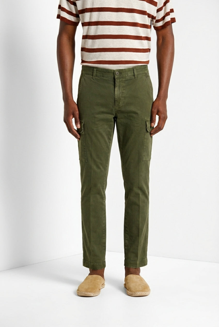 Chile pantalon cargo homme en satin stretch extra slim fit ①
