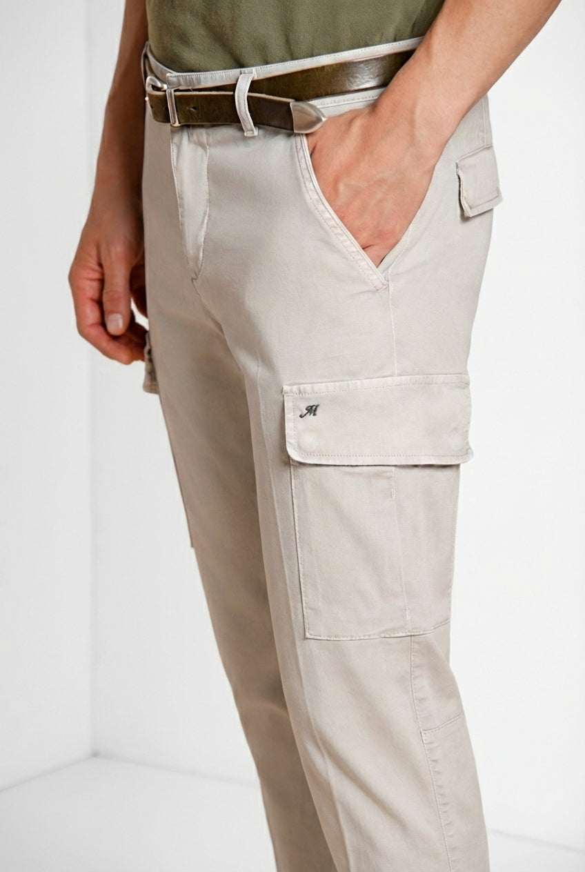 Chile pantalon cargo homme en satin stretch extra slim fit ①