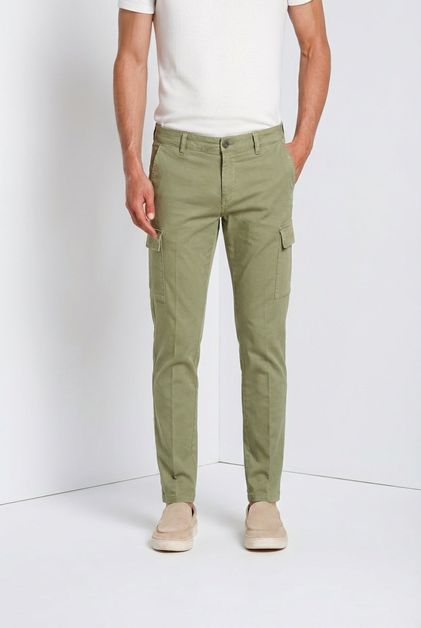 Chile pantalone cargo uomo in raso stretch extra slim fit ①