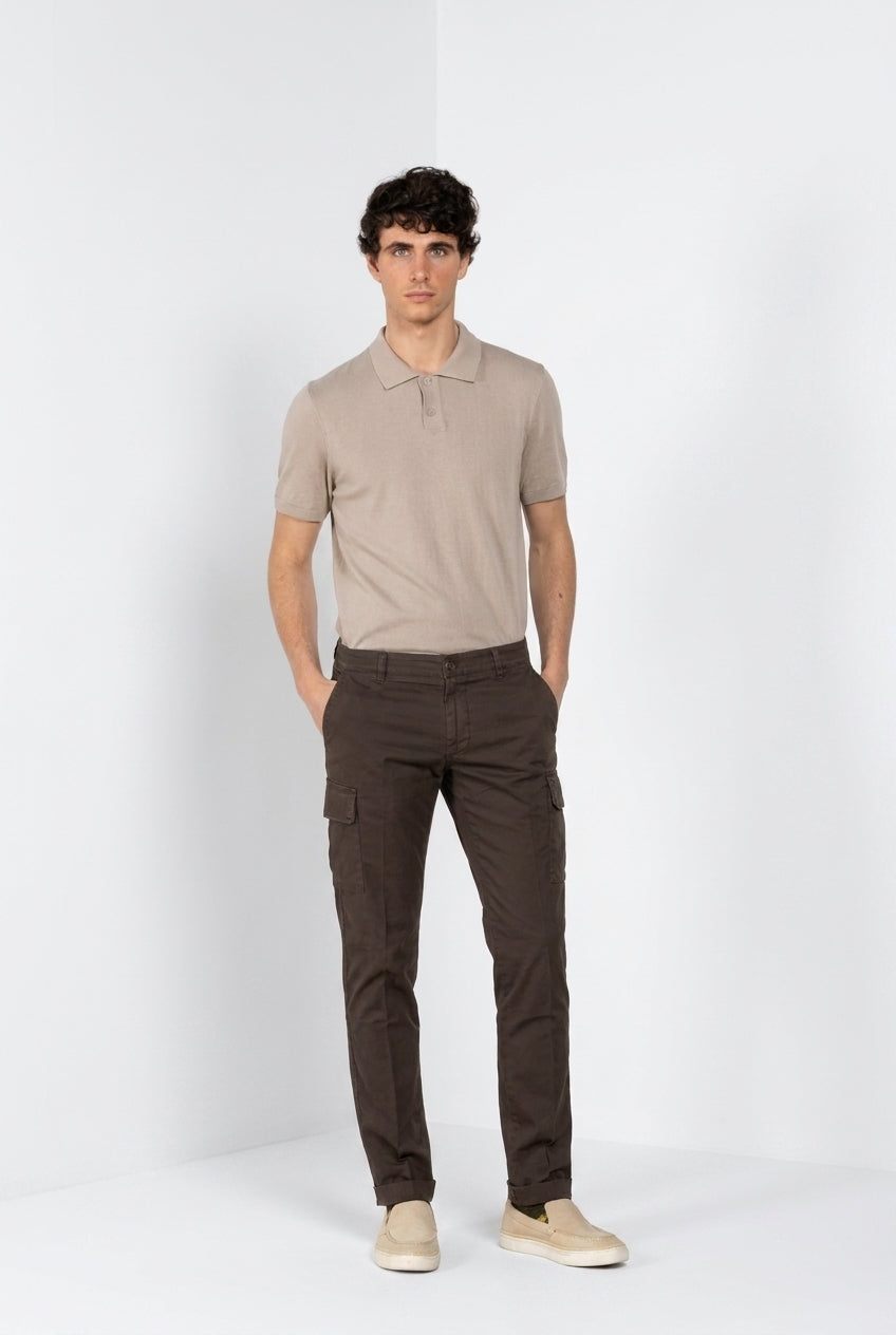 Chile men's cargo pants stretch satin extra slim fit ①