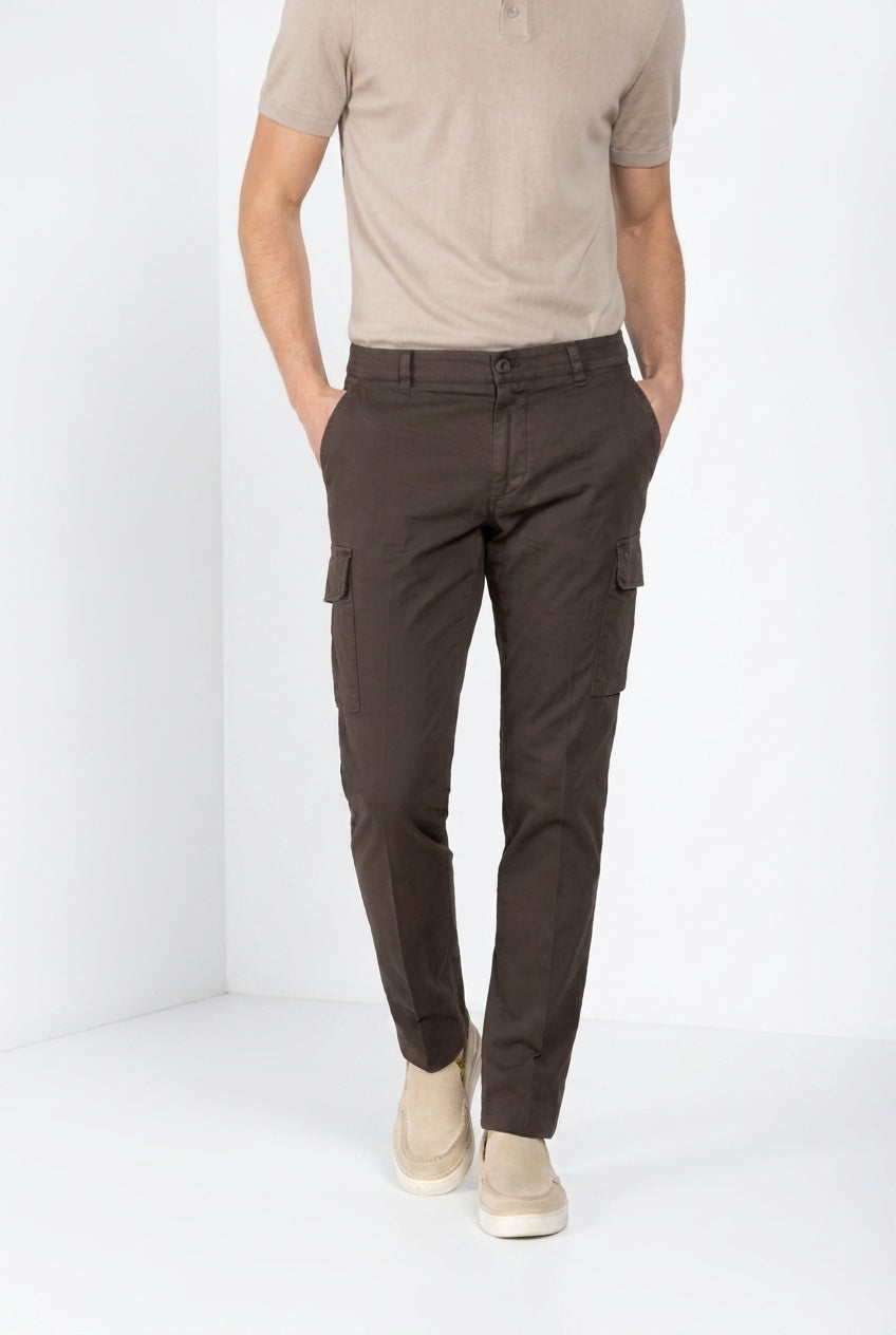 Chile men's cargo pants stretch satin extra slim fit ①
