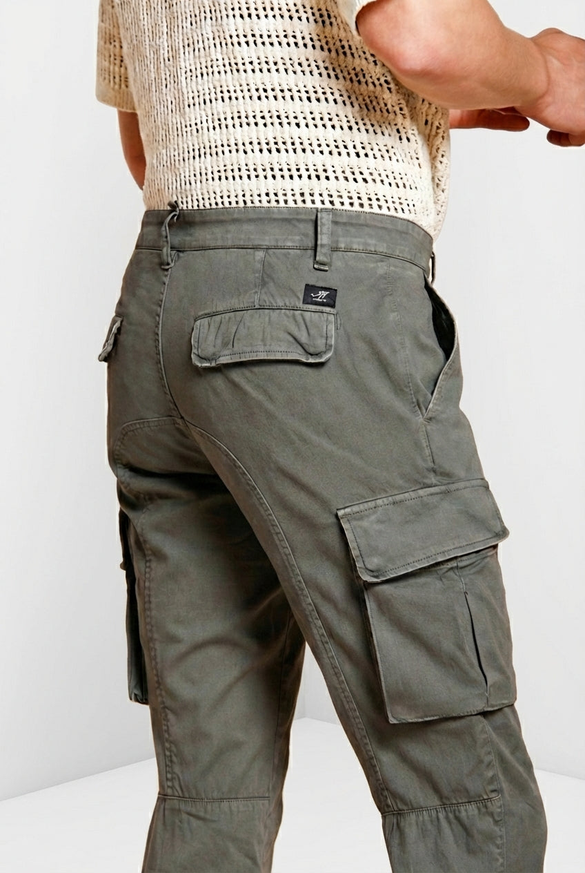 Chile pantalone cargo uomo in raso stretch extra slim fit ①
