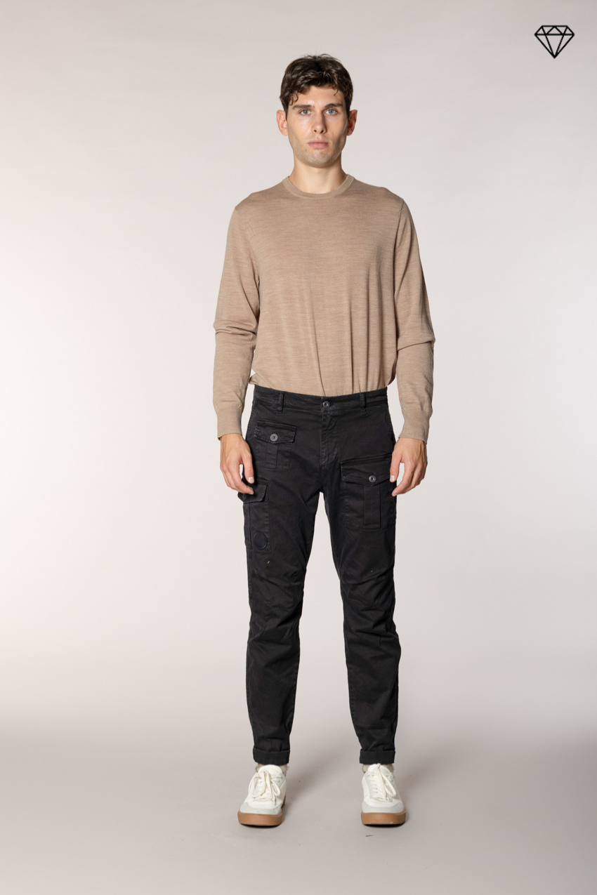 George Coolpocket pantalone cargo uomo in gabardina logo edition carrot fit ①