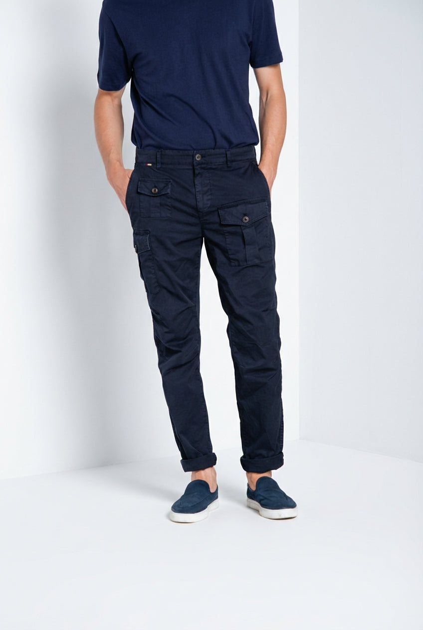 George Coolpocket pantalon cargo homme en twill léger stretch Logo Edition carrot fit ①