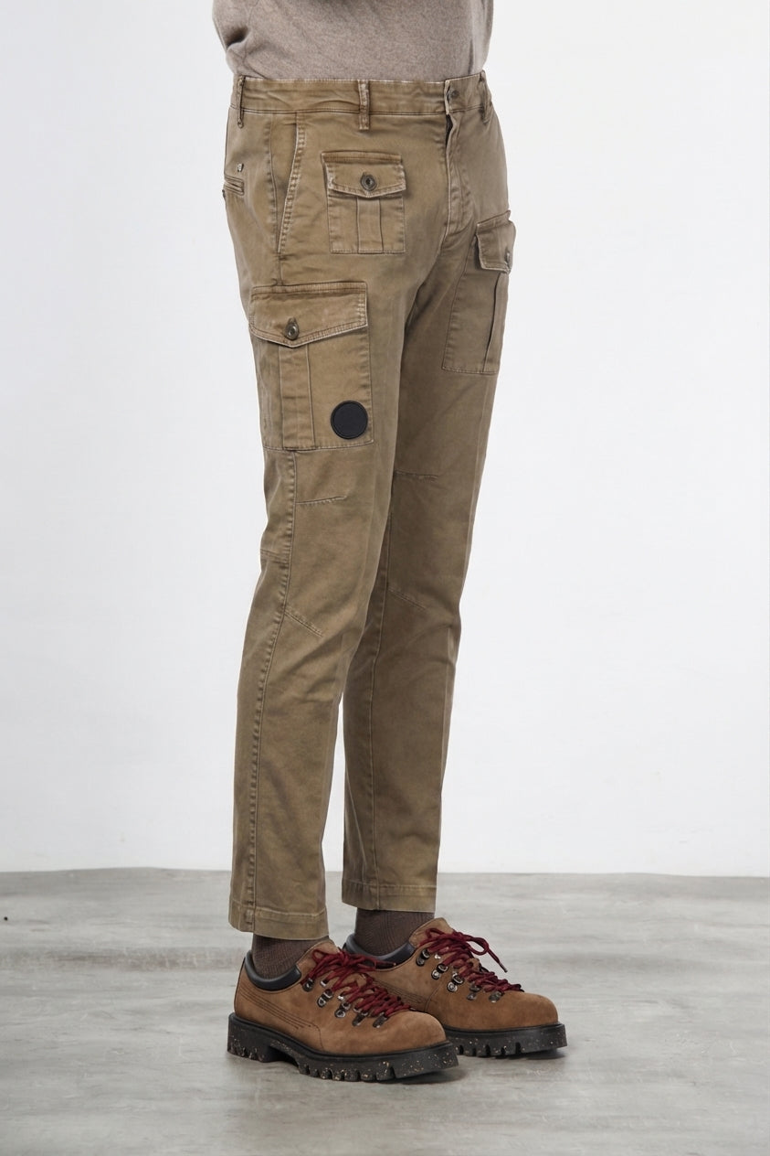 George Coolpocket pantalone cargo uomo in gabardina carrot fit ①