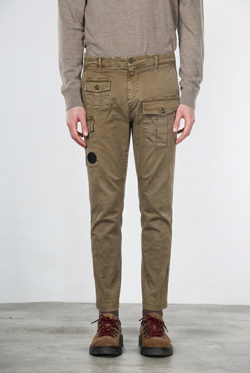 George Coolpocket pantalone cargo uomo in gabardina carrot fit ①