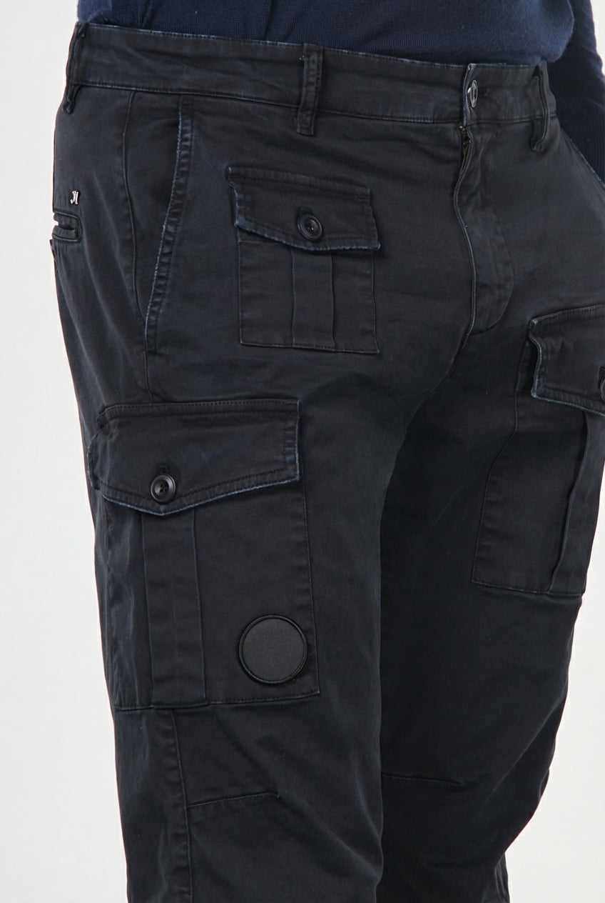 George Coolpocket pantalone cargo uomo in gabardina carrot fit ①