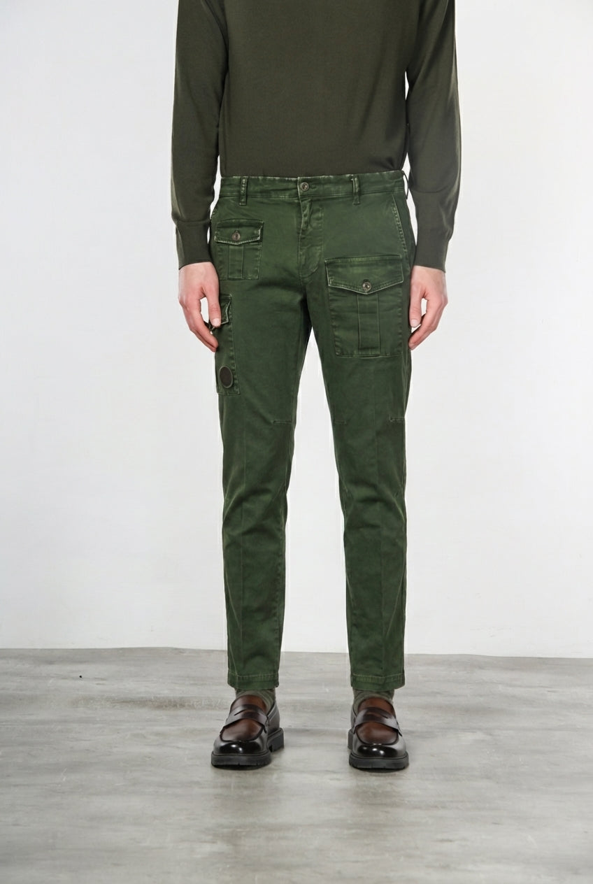 George Coolpocket pantalone cargo uomo in gabardina carrot fit ①