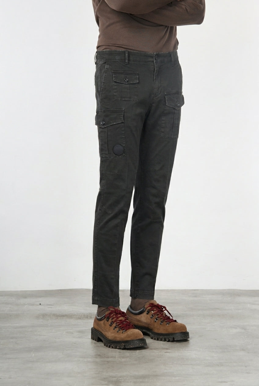 George Coolpocket pantalone cargo uomo in gabardina carrot fit ①