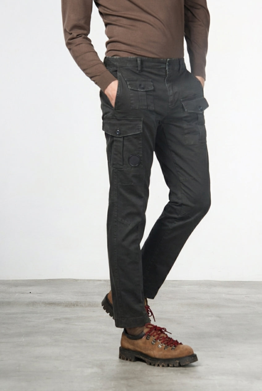 George Coolpocket pantalone cargo uomo in gabardina carrot fit ①
