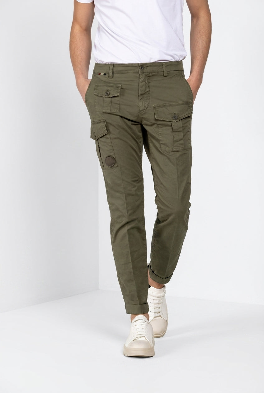 George Coolpocket pantalone cargo uomo in twill leggero stretch Logo Edition carrot fit ①